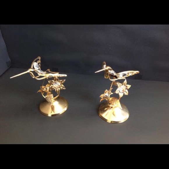 Vintage Austrian Crystal 24K Gold Plated Humming - Picture 3 of 9
